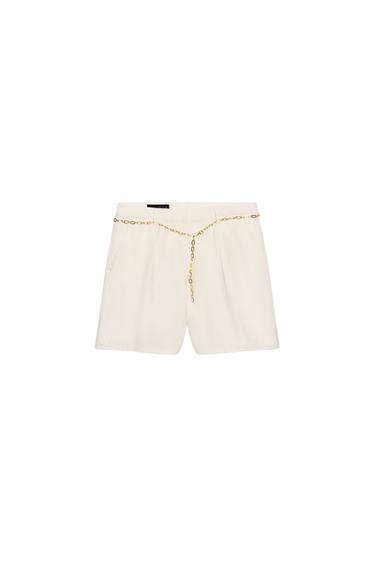 ДЖИНСОВЫЕ ШОРТЫ Z1975 С ПОЯСОМ-ЦЕПОЧКОЙ — БЕЛЫЙ от Zara