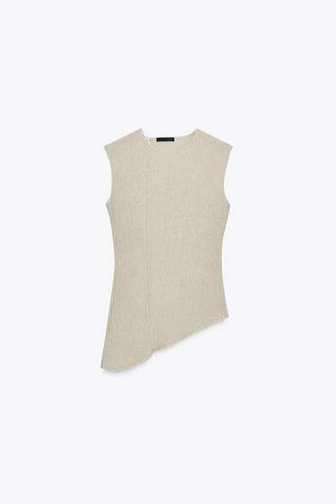TOP ASYMÉTRIQUE TEXTURÉ - Vert d'eau de Zara - Image 6