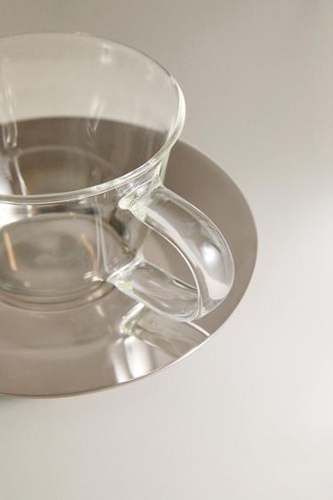 BOROSILICATE GLASS TEACUP AND SAUCER - 990 by Zara - Image 2