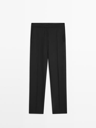 Pantalón traje tejido crepé - Negro de Zara