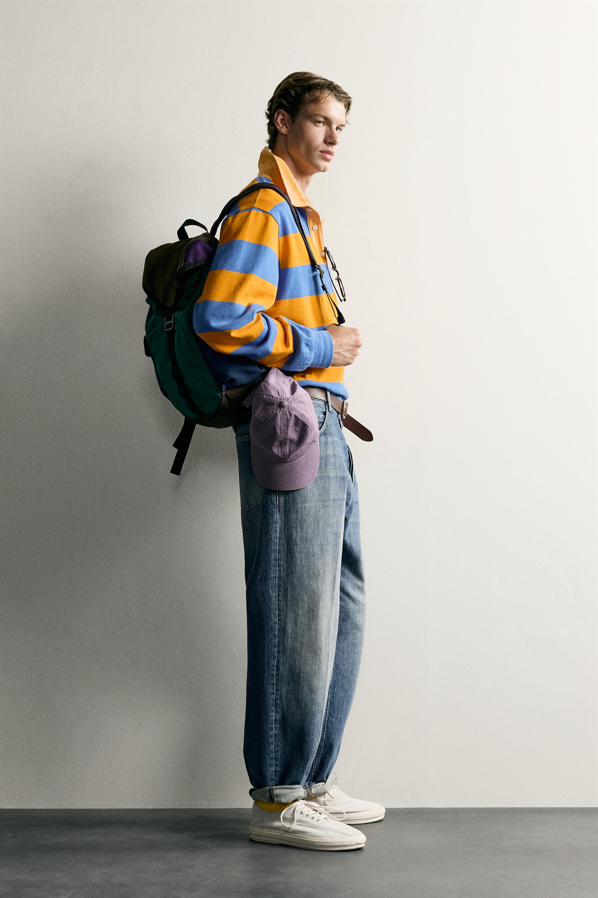 CONTRAST COLLAR STRIPED REGULAR FIT POLO