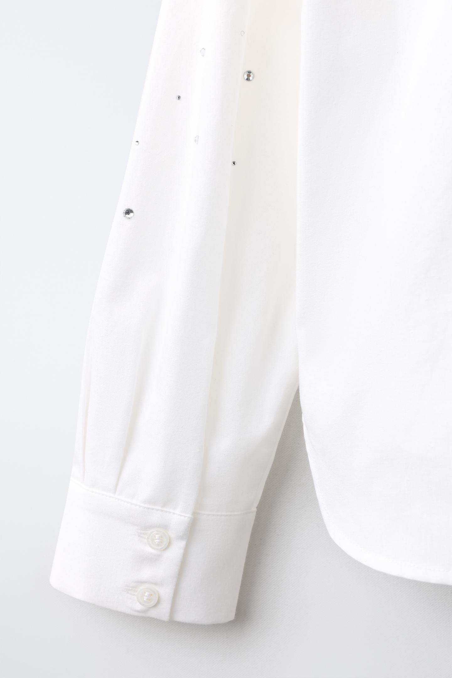 Детская рубашка Zara Rhinestone AppliquÉ Shirt, цвет: Белый — фото 4