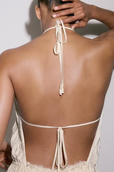 VESTIDO HALTER PLIDASO ZW COLLECTION - Vainilla de Zara