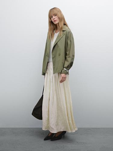 Zara Flowing midi skirt with box pleats - White