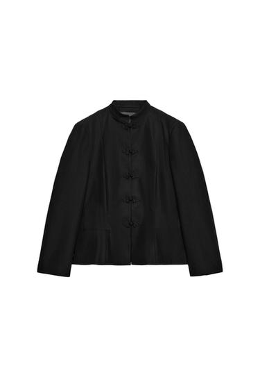 ZW COLLECTION PEPLUM FIREMAN CLASP BLAZER - Black by Zara