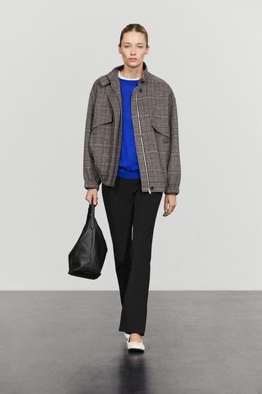 Zara Plaid bomber jacket - Black - Image 0