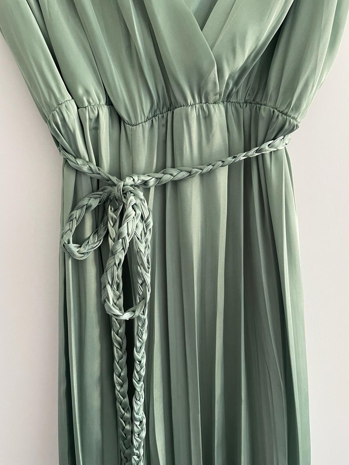 SATIN JUMPSUIT WITH BRAIDED BELT - Image 5