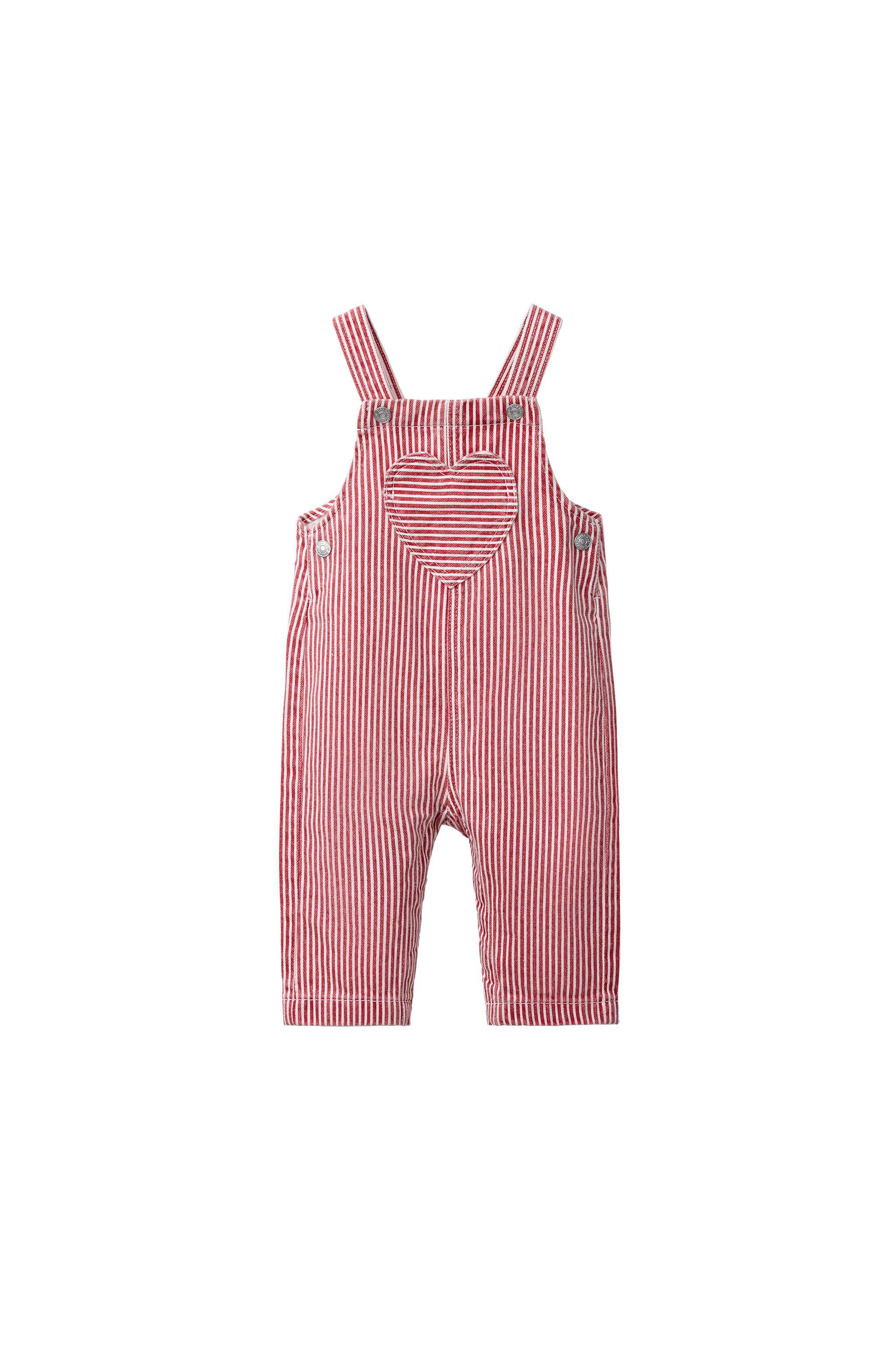 LONG STRIPED HEART SATEEN OVERALLS - Red / White | ZARA United States