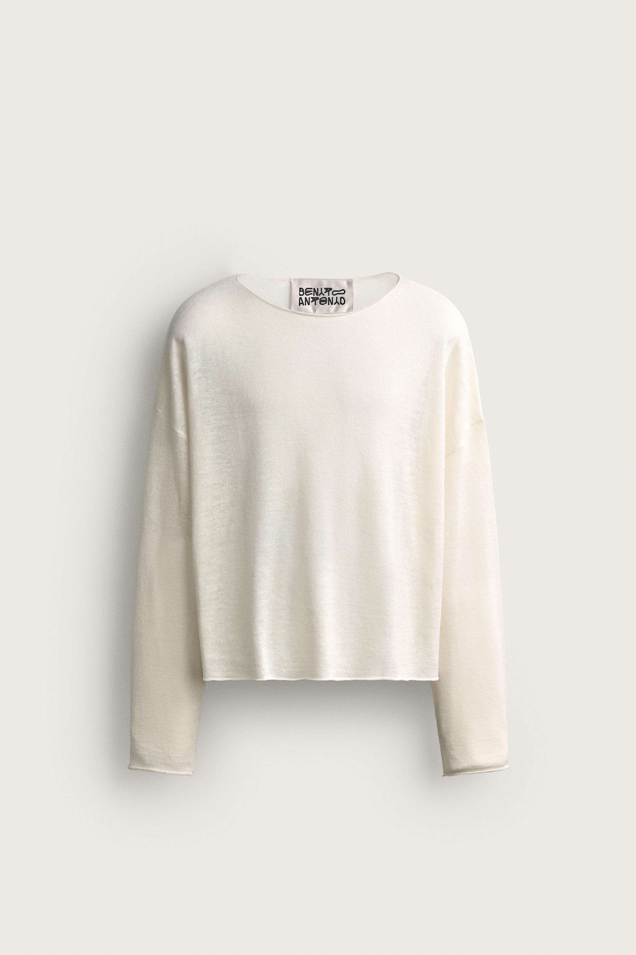 Zara KETEN - YÜN CROPPED FIT KAZAK