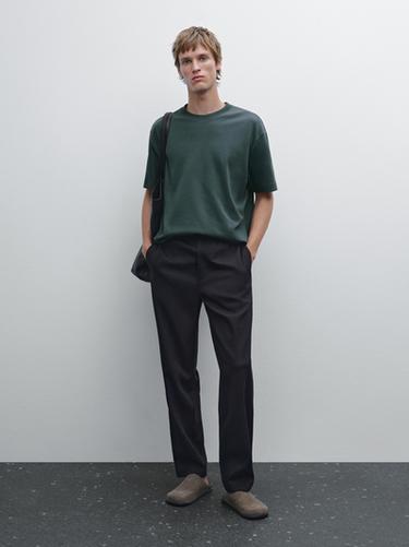 Zara 100% cotton medium weight T-shirt - Dark green