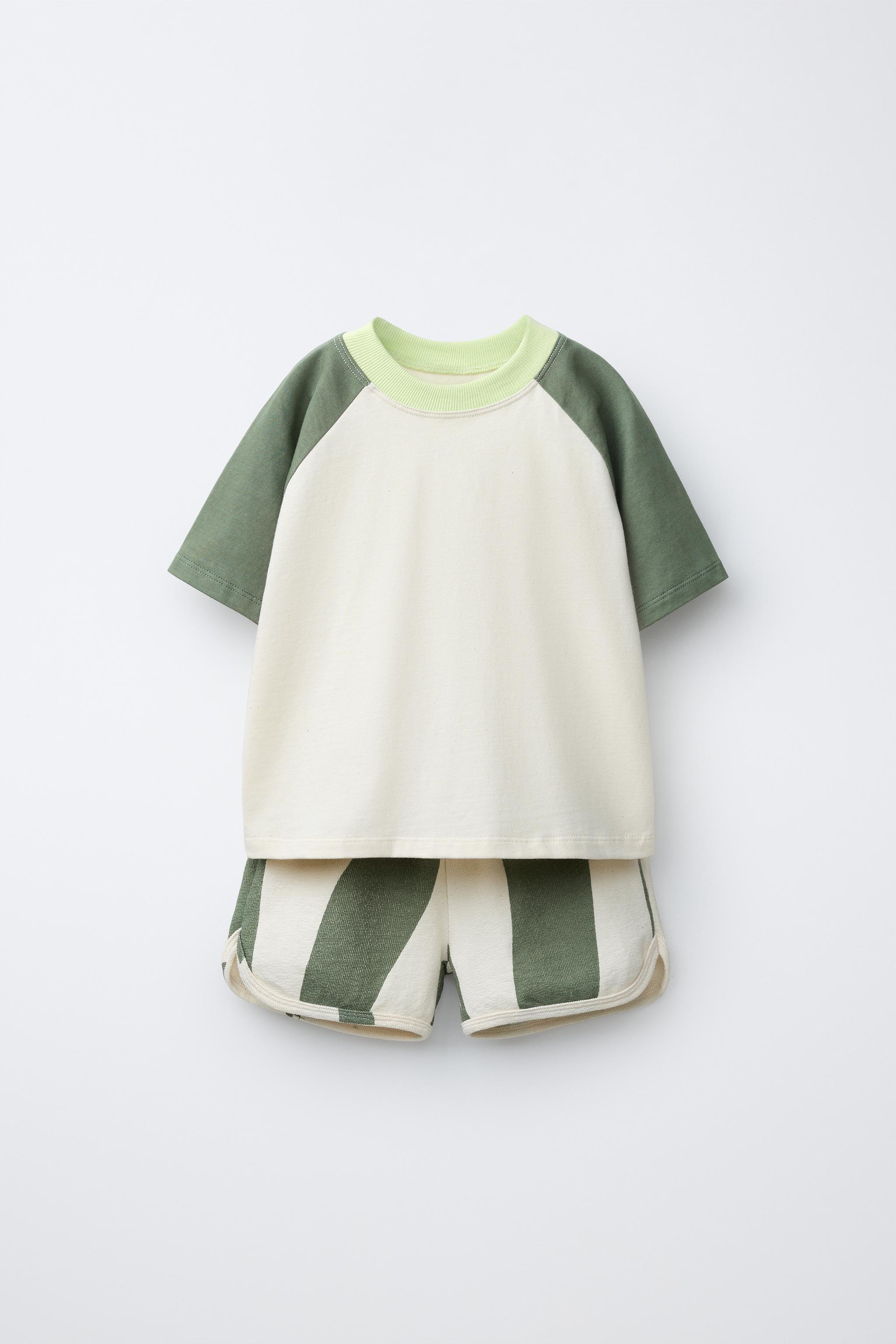 Детские шорты Zara COLORBLOCK T-SHIRT AND WAVE BERMUDA SET — фото 2