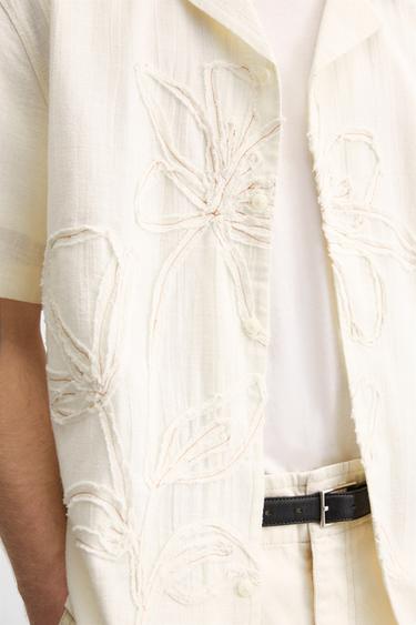CHEMISE BRODÉE FLORALE - Blanc cassé de Zara - Image 4