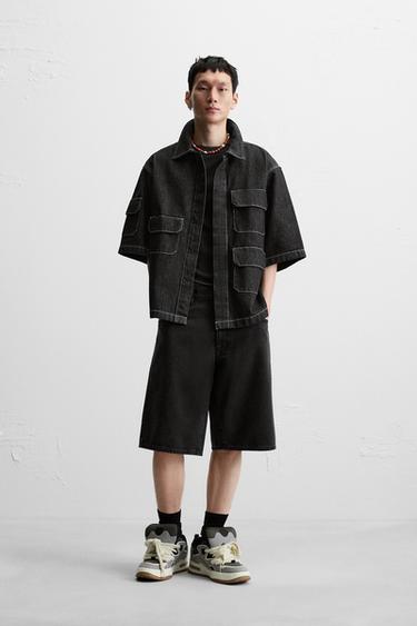 CAMISA DENIM PETOS - Negro de Zara