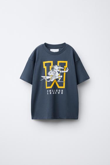Zara VARSITY PRINT T-SHIRT - Blue