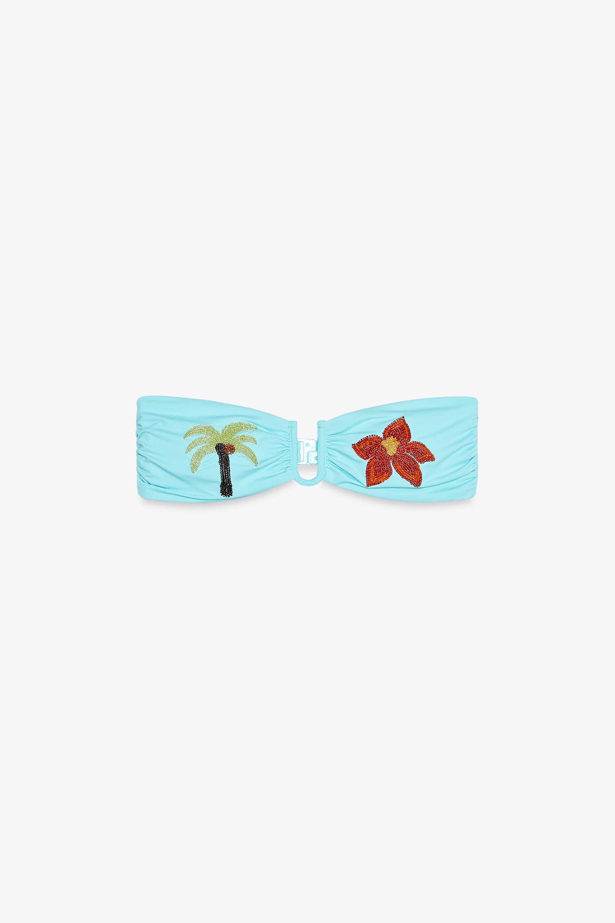 PALM TREE BEADED BIKINI TOP
