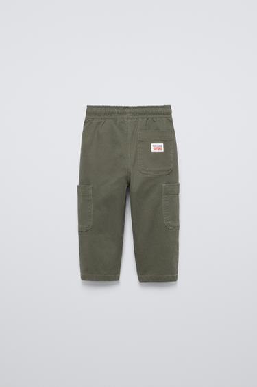 Zara SERGED DRAWSTRING STRAIGHT PANTS - Green
