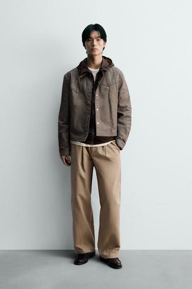 릴렉스핏 스티치 디테일 팬츠 - Zara 베이지