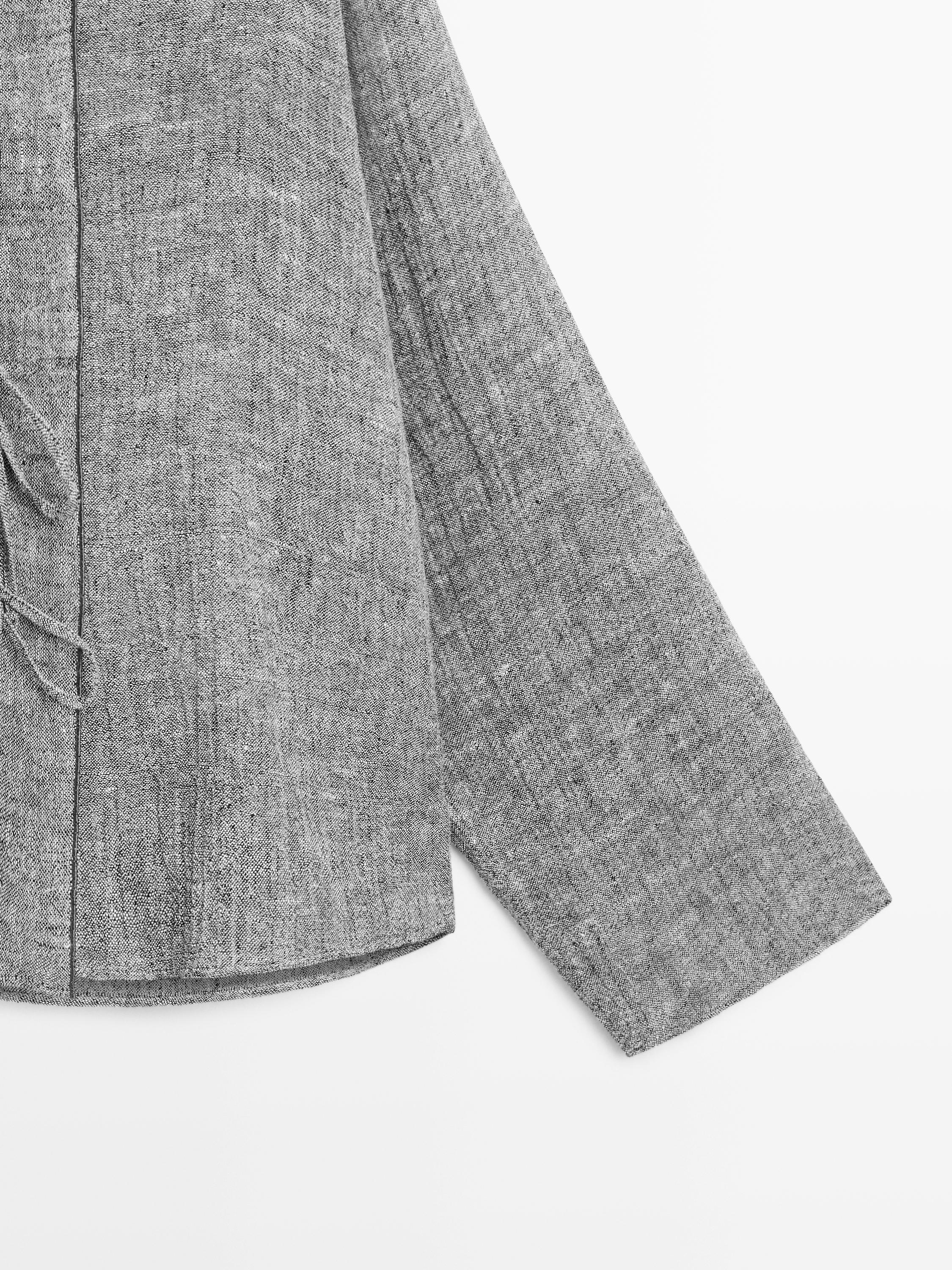 Linen blend blouse with tie details