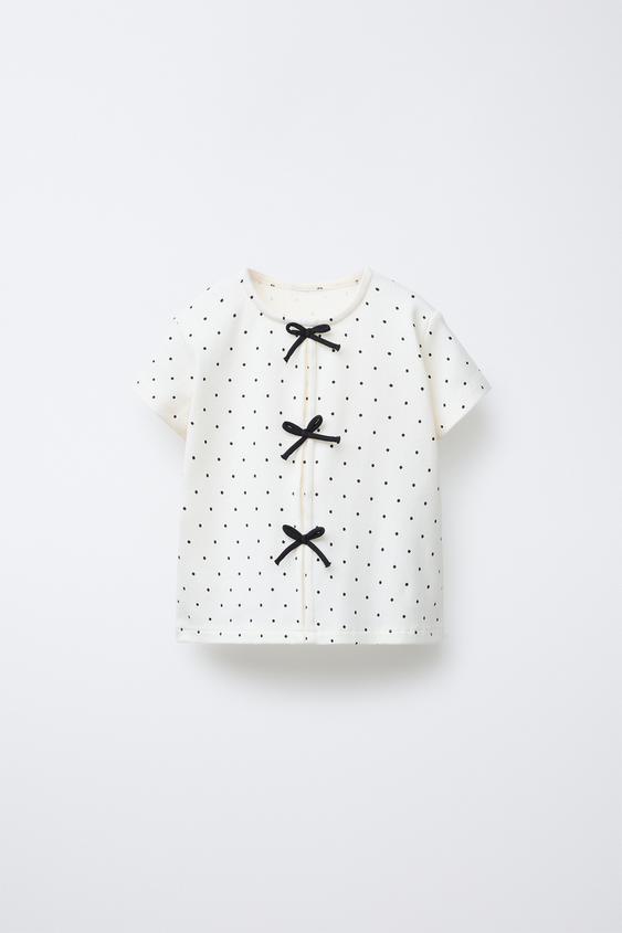 RIBBED T-SHIRT WITH BOWS