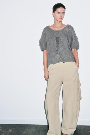 PANTALÓN CARGO ZW COLLECTION - Crudo de Zara