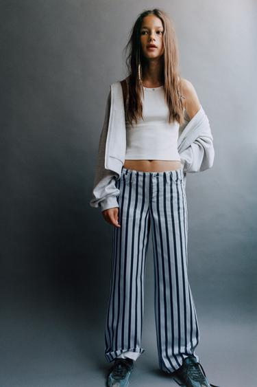 JEANS WIDE LEG TRABILLAS - rayas de Zara