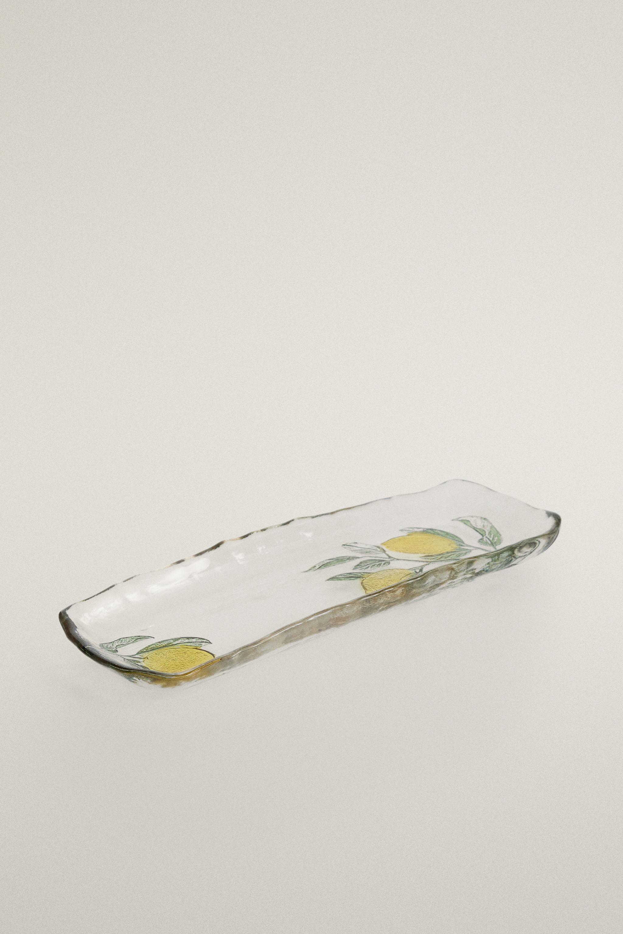 GLASS LEMON SERVING DISH — Yellow