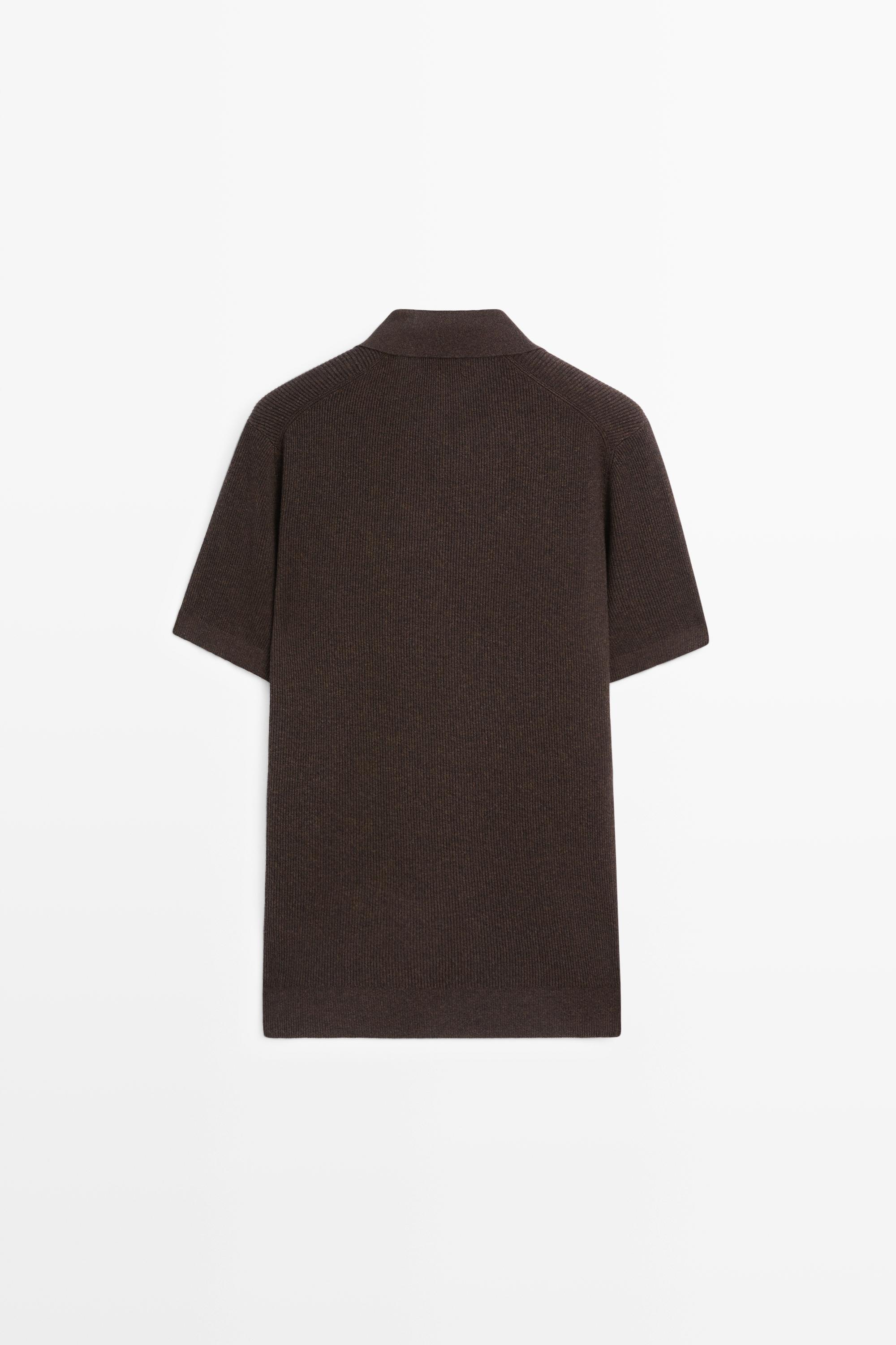 Cotton blend knit polo sweater - Brown | ZARA United States