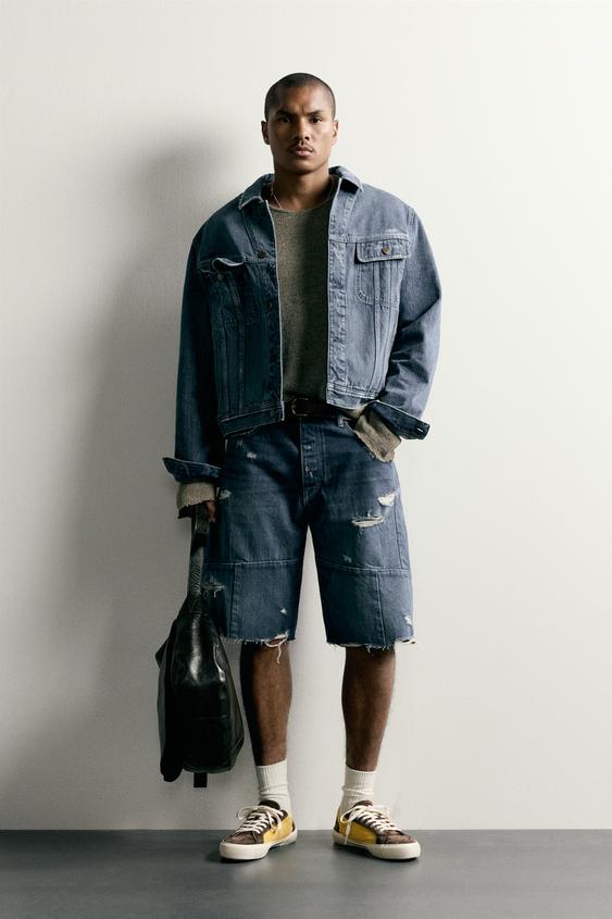 ДЖИНСОВЫЕ ШОРТЫ BAGGY FIT СО ШВАМИ — СИНИЙ от Zara — изображение 0
