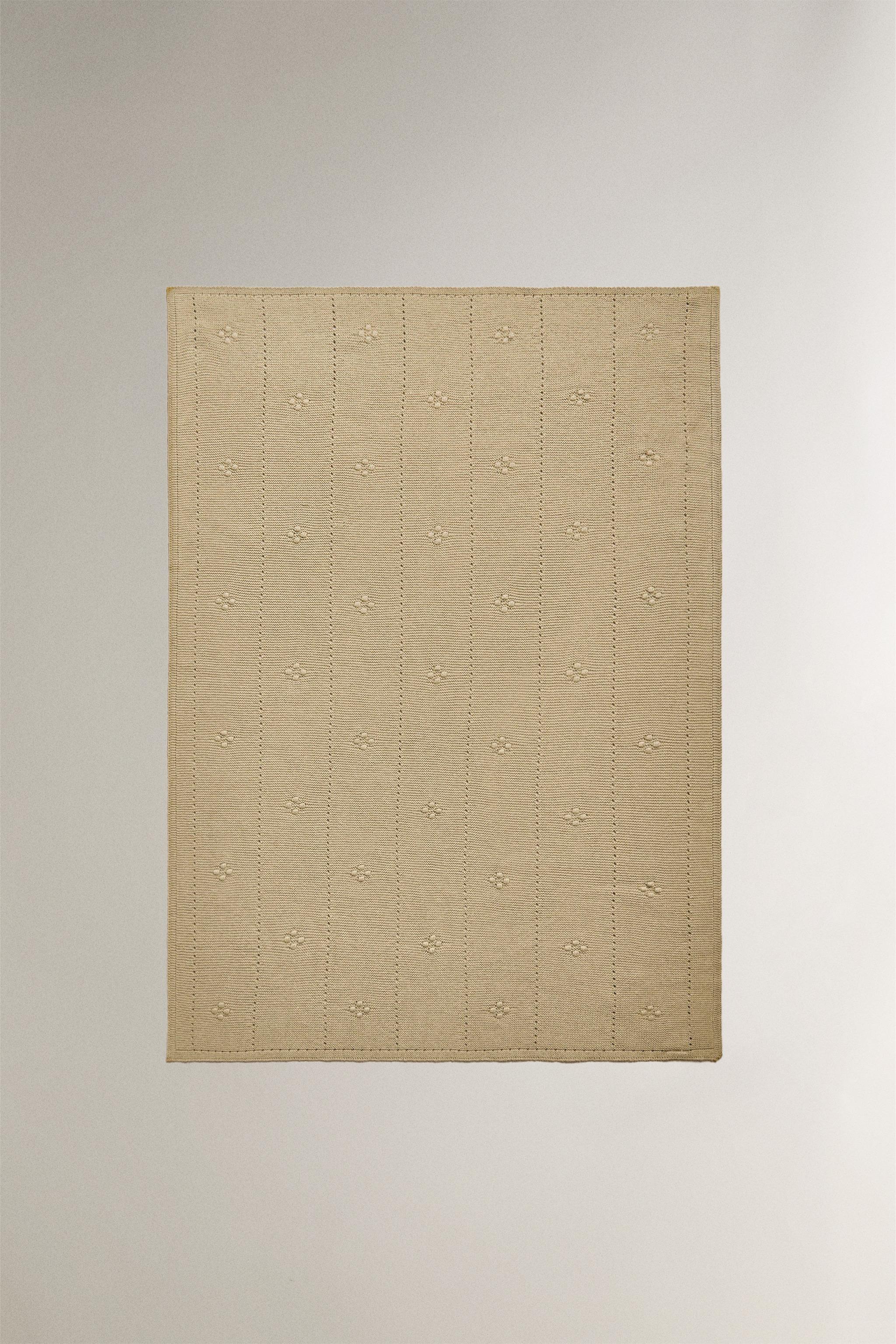 BABY OPENWORK COTTON BLANKET — Green