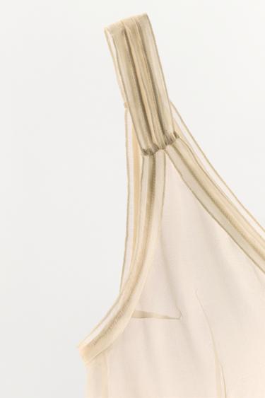 TOP BIMATIÈRE À BRETELLES 100% SOIE - Écru de Zara - Image 4