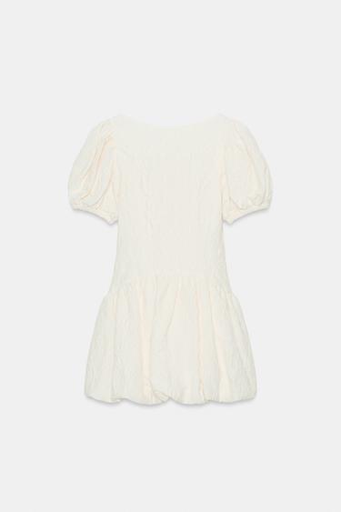 SHORT JACQUARD BALLOON DRESS - Ecru by Zara