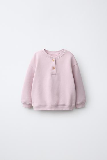 Zara HENLEY NECK SWEATSHIRT - Dusty mauve