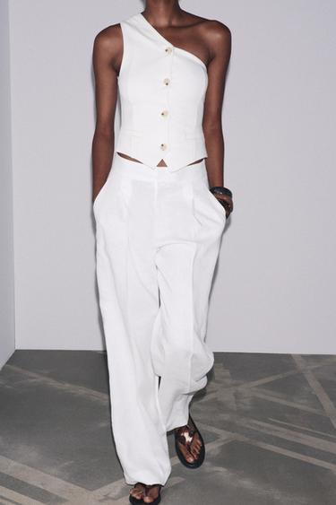 ASYMMETRIC INTERLOCK TOP WAISTCOAT - White by Zara - Image 3