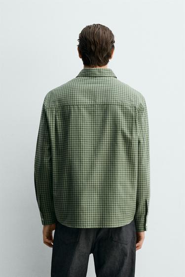 CHEMISE REGULAR FIT À CARREAUX - Vert moyen de Zara - Image 2