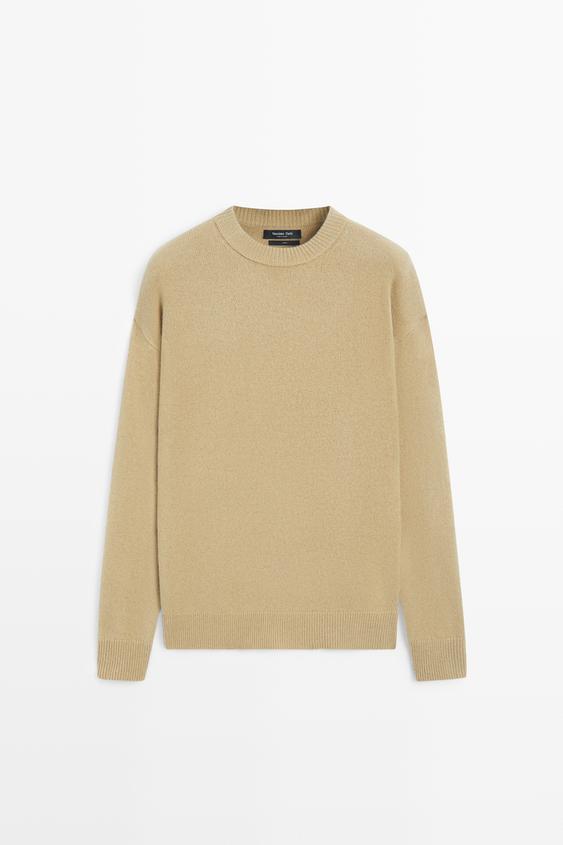 Zara 100% wool knit round-neck sweater - Mid-camel - Image 0