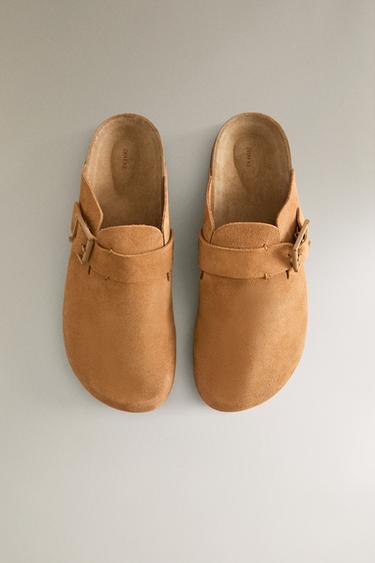 SABOT CUIR BOUCLE DÉTAIL SURPIQÛRES - Marron de Zara - Image 2