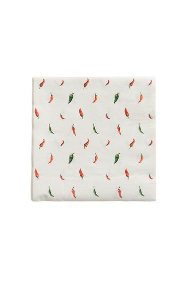PACK OF CHILLI PAPER NAPKINS (PACK OF 20) - White / Red by Zara