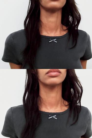 SHORT SLEEVE T-SHIRT - Blue / Grey by Zara