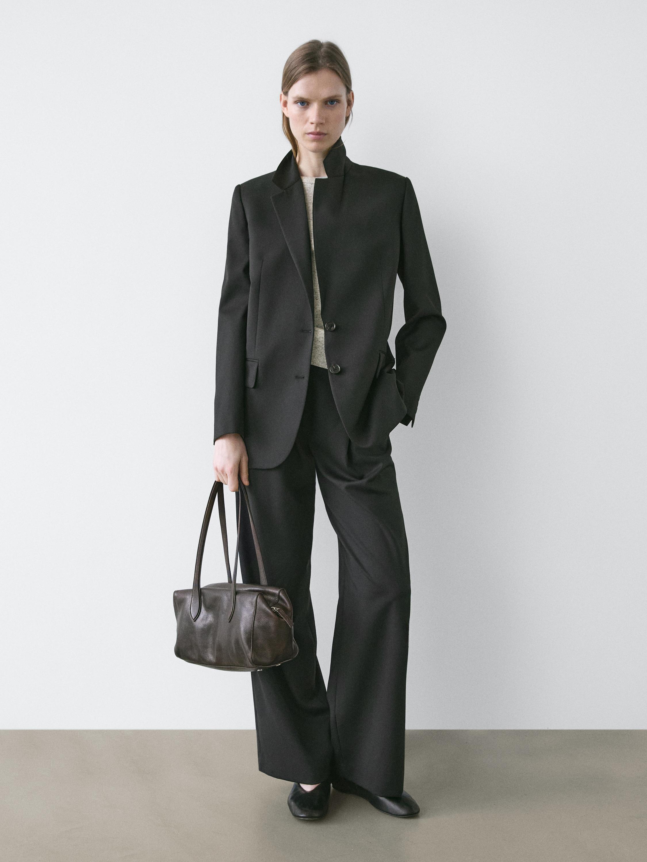 Pleated extra fine wool trousers