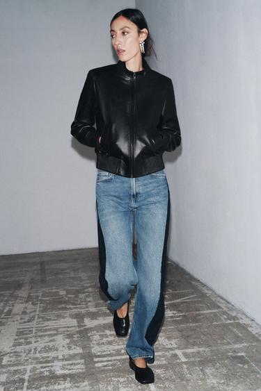 JEANS ZW COLLECTION TAPERED PATCHWORK - أزرق الخاص بـ Zara