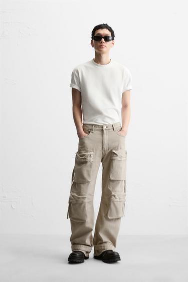 Zara POCKET DENIM CARGO PANTS - taupe brown - Image 0
