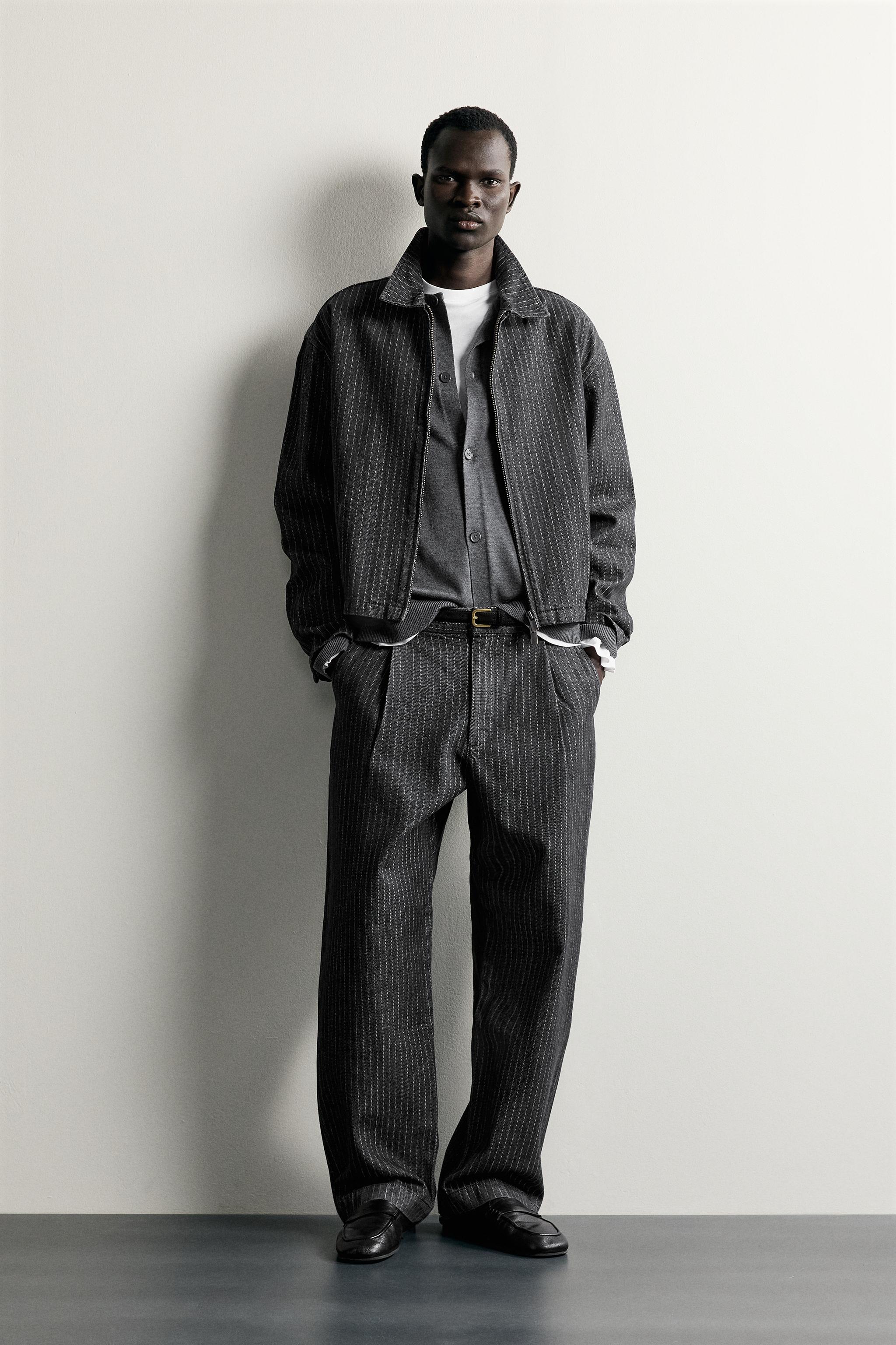 PINSTRIPE CROPPED FIT JACKET