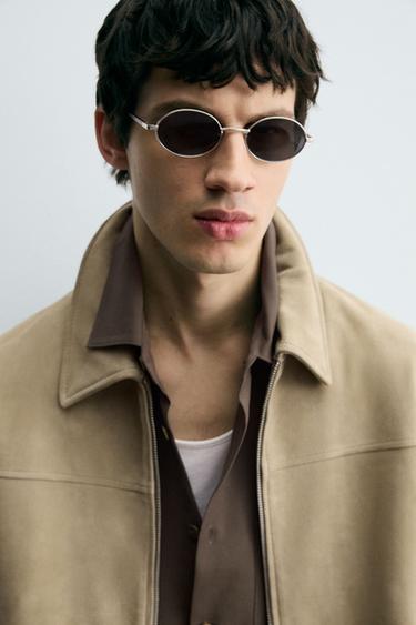 SUEDE LEATHER JACKET - Light khaki by Zara - Image 5