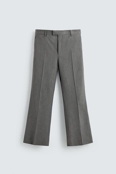 LIMITED EDITION STRIPED STRUCTURED SUIT TROUSERS - Grey by Zara