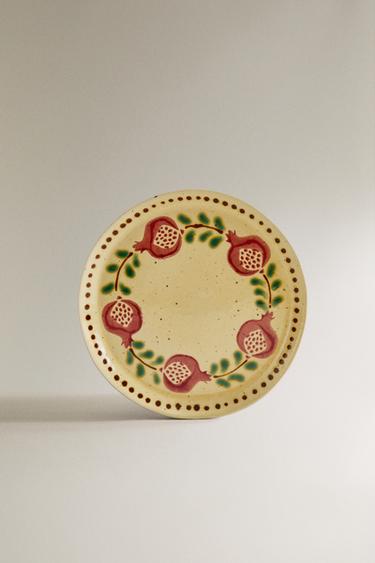 POMEGRANATE TERRACOTTA DESSERT PLATE - Ecru / Red by Zara - Image 0