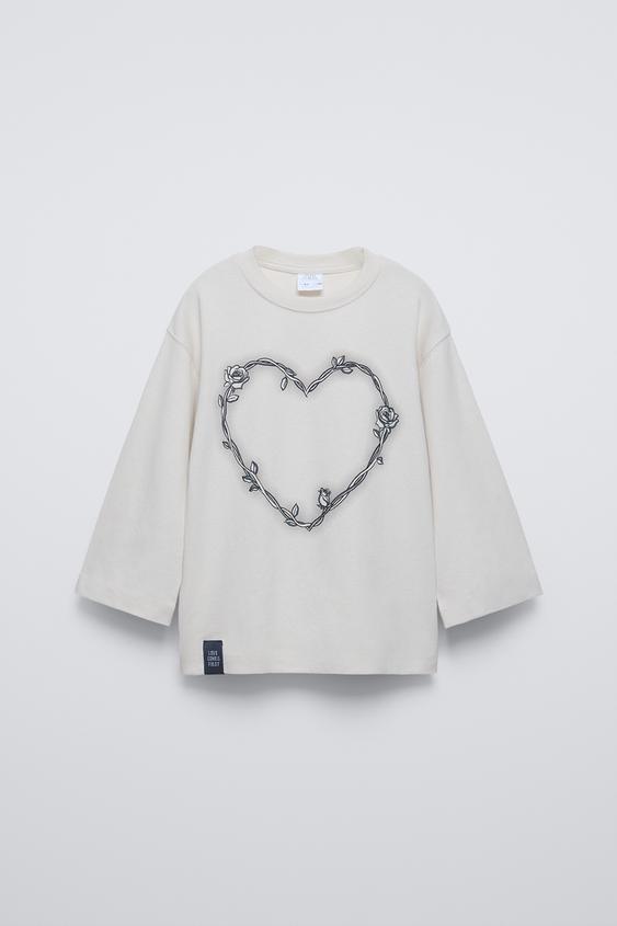 HEART AND FLOWERS TSHIRT Ice ZARA India