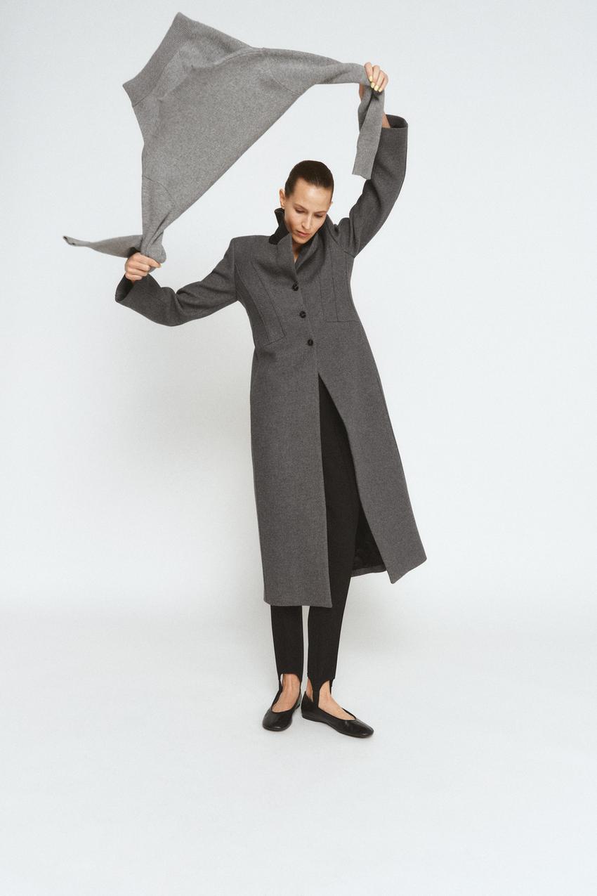 FITTED COAT WITH MANTECO WOOL ZW COLLECTION LIMITED EDITION - Dark  display picture 1