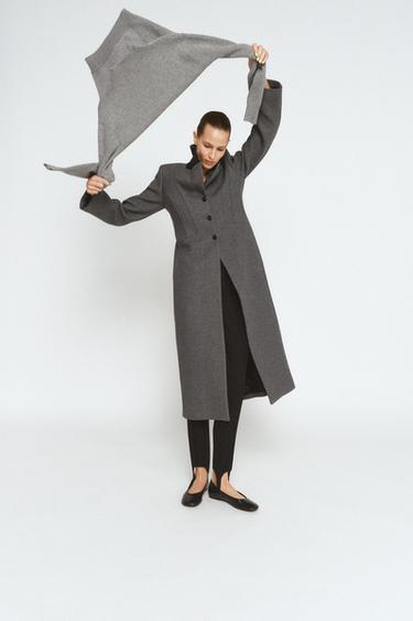 Zara FITTED COAT WITH MANTECO WOOL ZW COLLECTION LIMITED EDITION - Dark gray