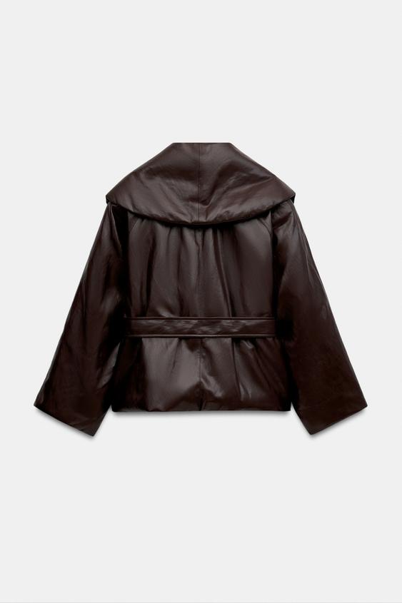 VESTE REMBOURRÉE MATIÈRE SYNTHÉTIQUE ZW COLLECTION - Bordeaux foncé de Zara - Image 6