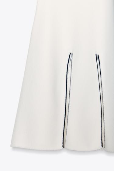 MINI-JUPE EN MAILLE À LISERÉS - Blanc de Zara - Image 4